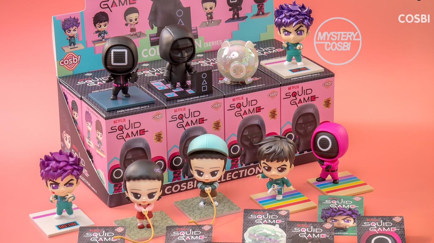 COSBI Squid Game Series 2 Blind Box featuring toy figurines of a boy and a girl, available for preorder at Strangecat Toys, ships August 2025.