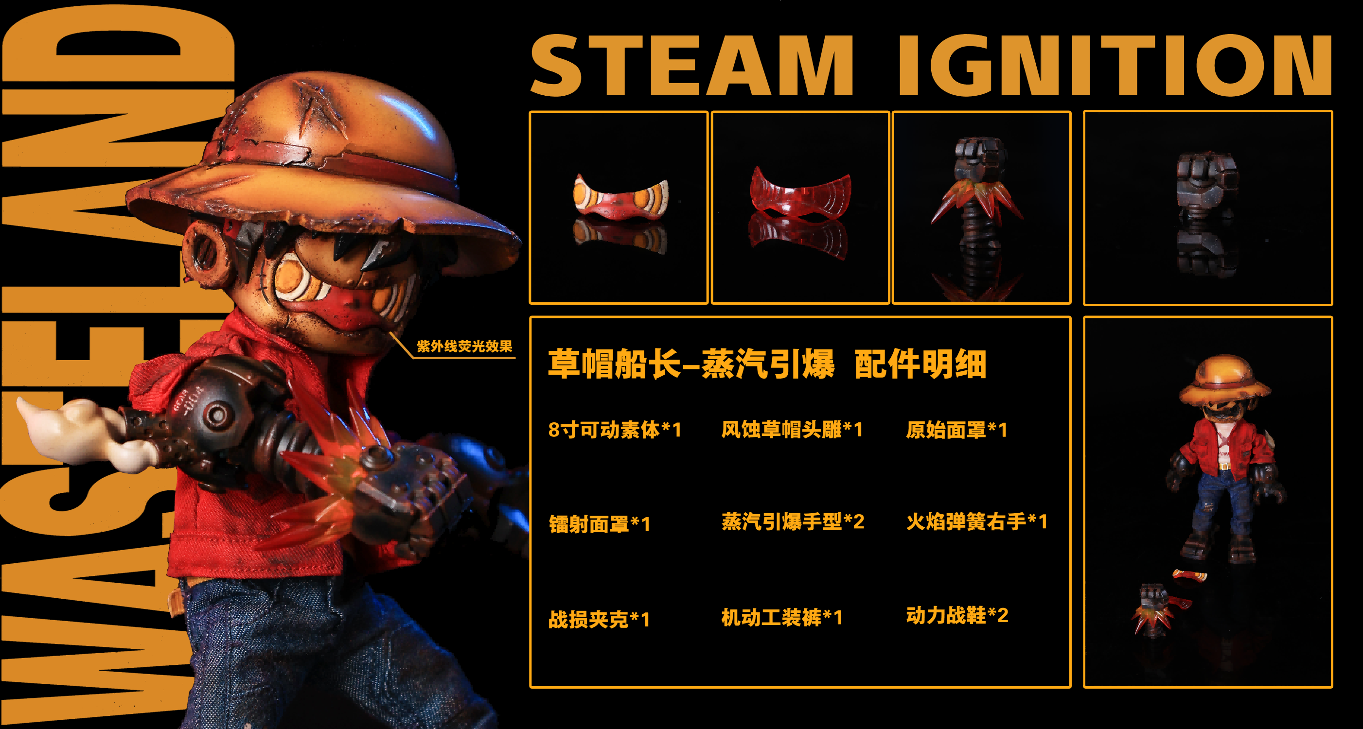 WasteLand-Captain preorder, limited edition figure, 8 inches tall, crafted from ABS/PVC/Resin/Fiber. Ships Q2 2026.