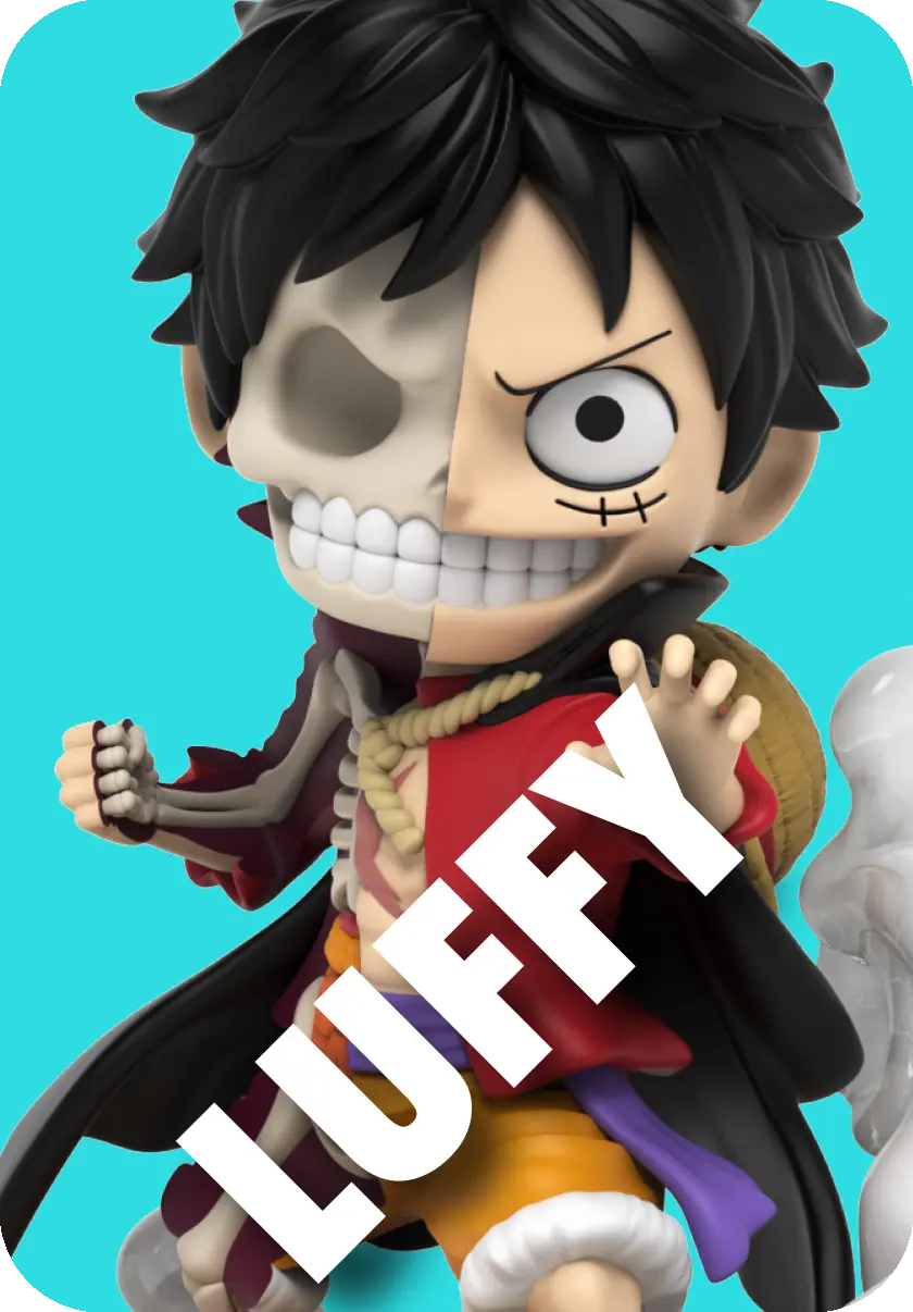 FREENY'S HIDDEN DISSECTIBLES: ONE PIECE WANO ARC EDITION figurine, featuring a cartoon character with visible skeleton, signature dissected style by Jason Freeny.