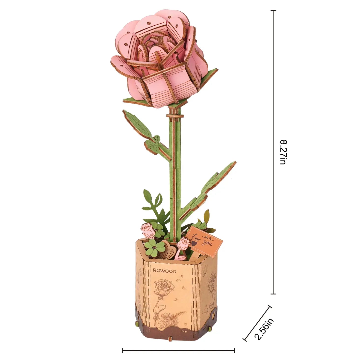 Pink Rose Diy Wooden Flower 3D Puzzles Pink Rose Diy Wooden Flower 3D Puzzles
