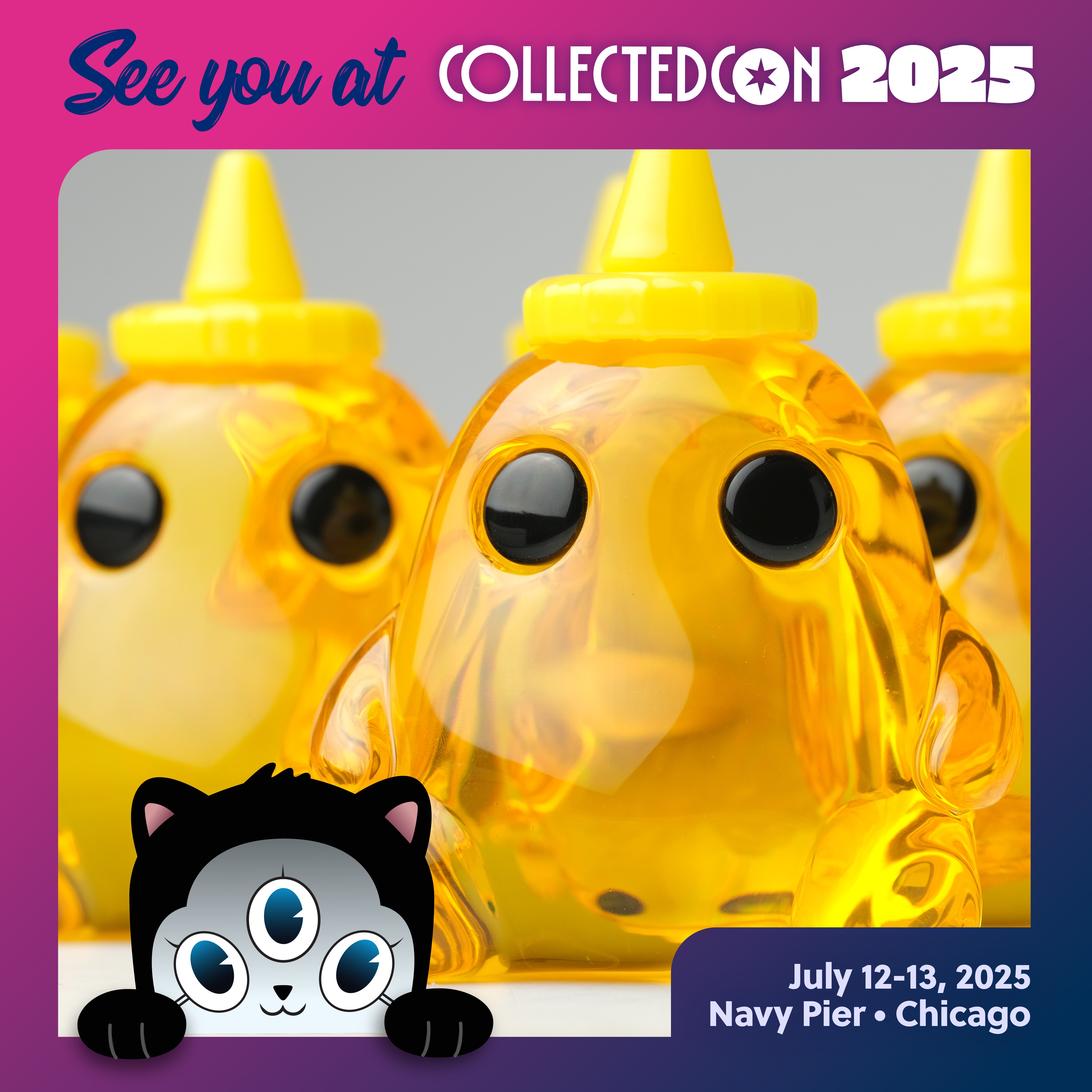 Honey Stubby by The Lostlings: A 3.5 resin art toy featuring a three-eyed cartoon cat, limited edition of 50.