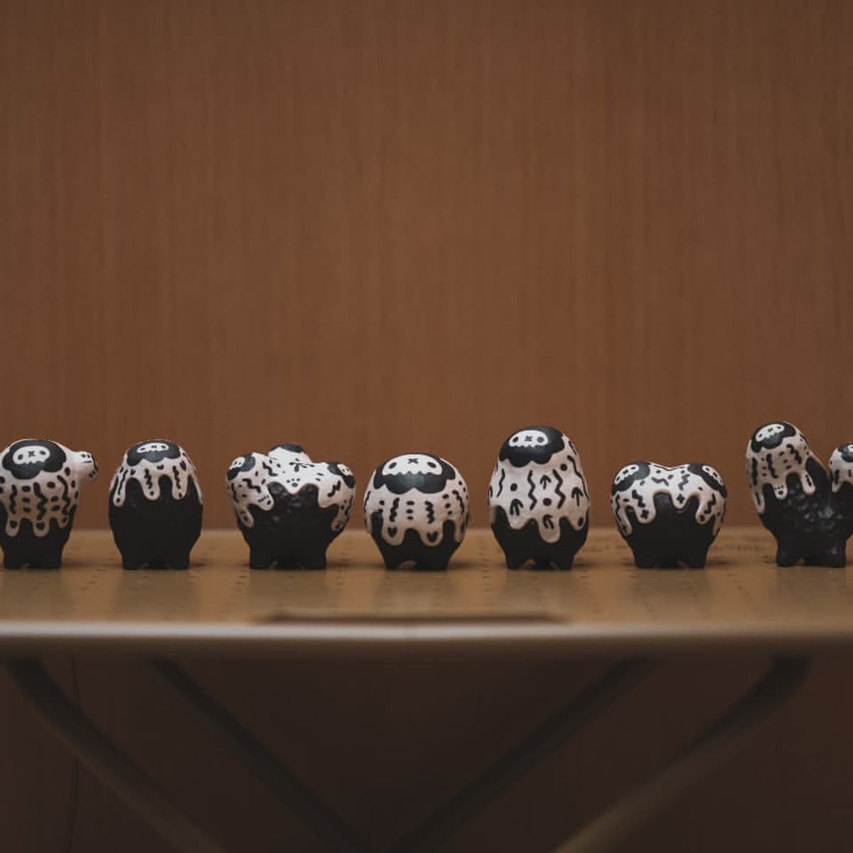 Copiapoa Mudball Blind Box Series by Robin Huang featuring detailed black and white cactus, heart, and cow designs. Part of a 7-piece collectible series.