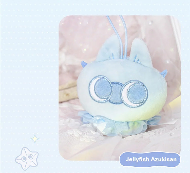 Oceanic Azukisan-Deep Sea Adventure plush pendant blind box features a jellyfish toy with cat ears and goggles, available for preorder at Strangecat Toys.