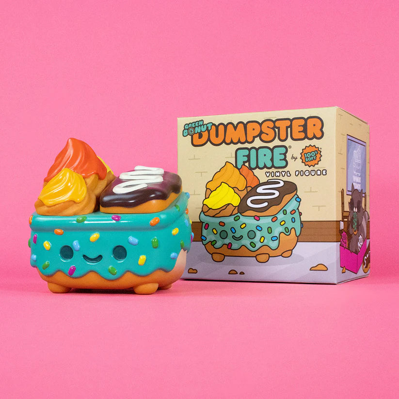 Dumpster Fire - Donut Green Vinyl Figure by 100% Soft