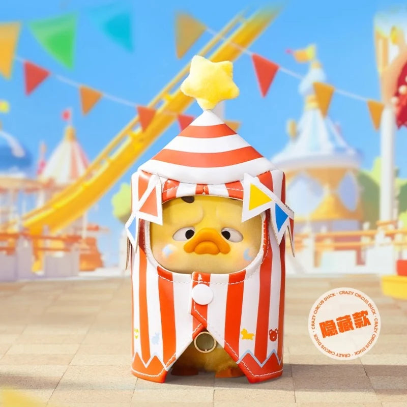 Upset Duck - Pocket Crazy Circus Duck, a whimsical 3D toy dressed as a circus tent, features a star-topped costume and colorful pennant flags.