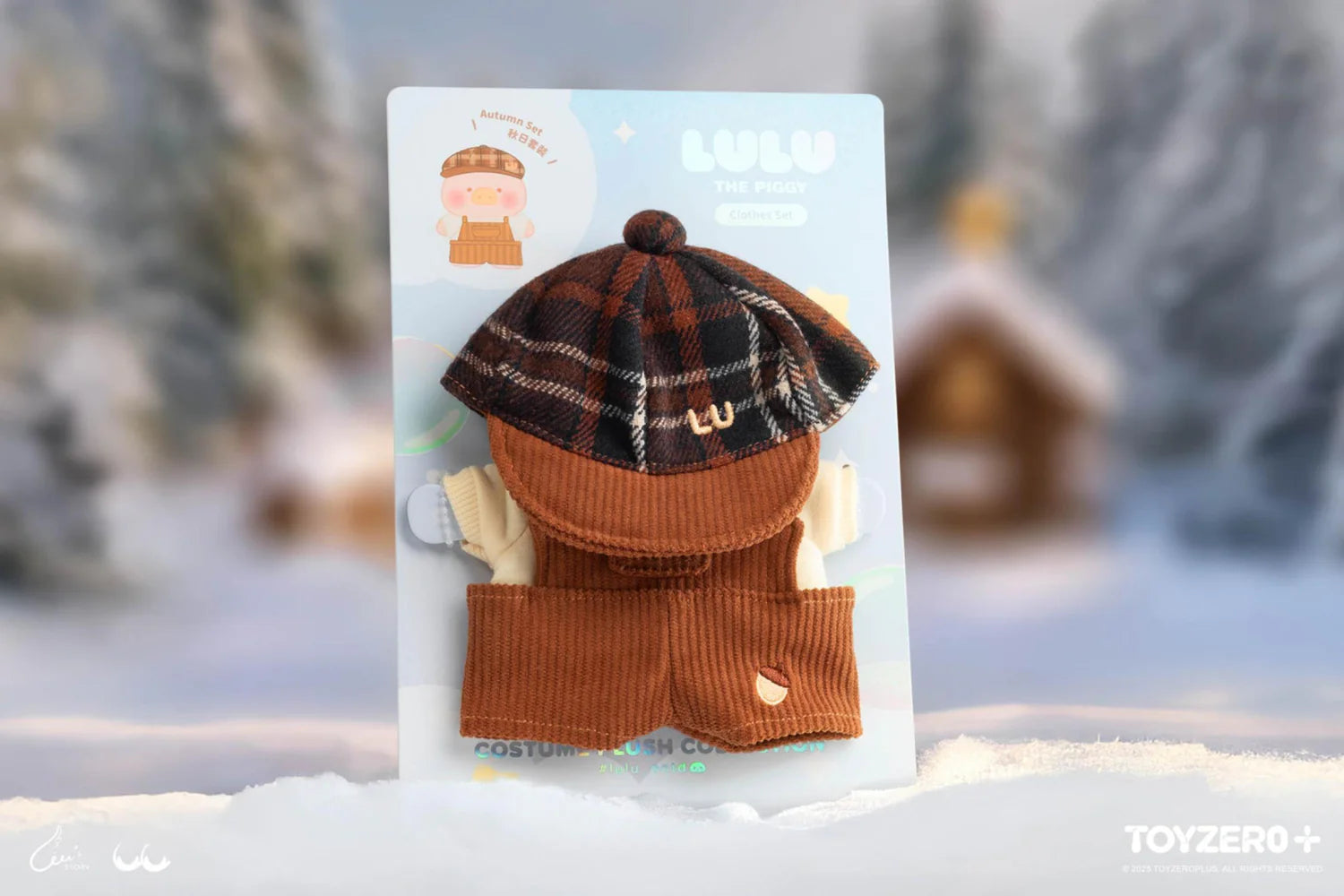 LULU THE PIGGY OOTD - CLOTHES SET (AUTUMN SET) - Preorder featuring a brown hat and gloves on a package.