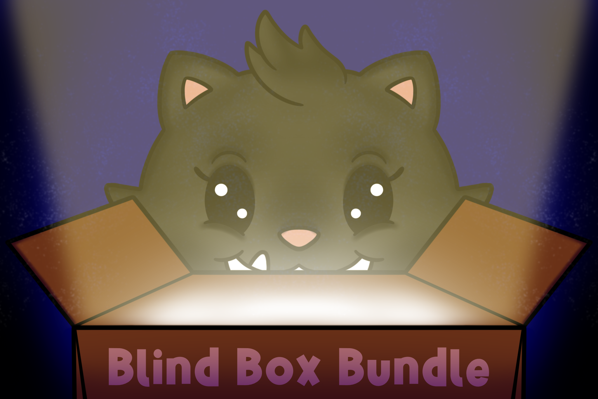 Cartoon cat peeking from box in Gacha Bundle - Dec 2023.