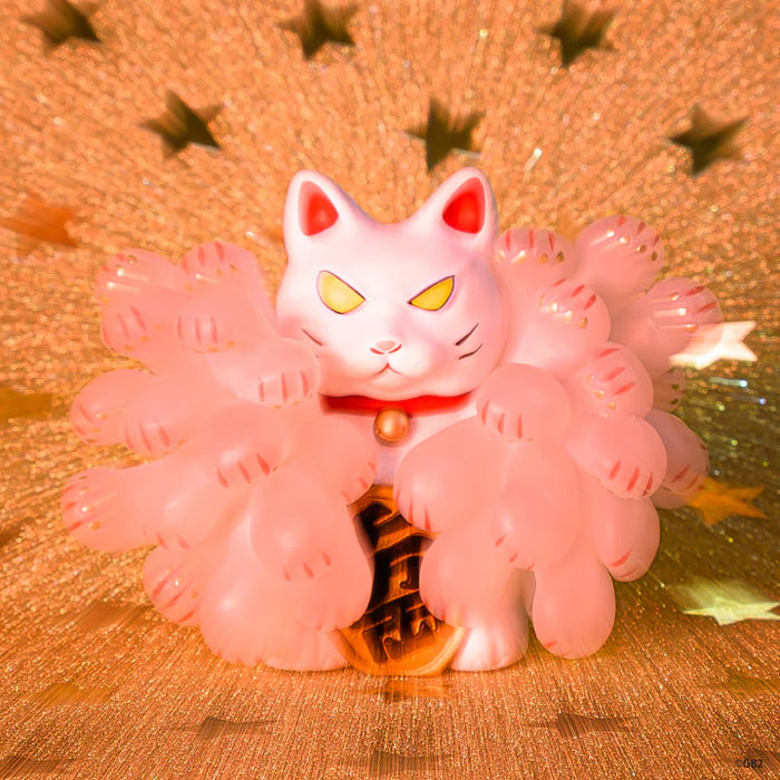 Contemporary Art: Private Maneki-neko Gacha Series figurine with unique extra cat paws, glossy finish, and gold coin.