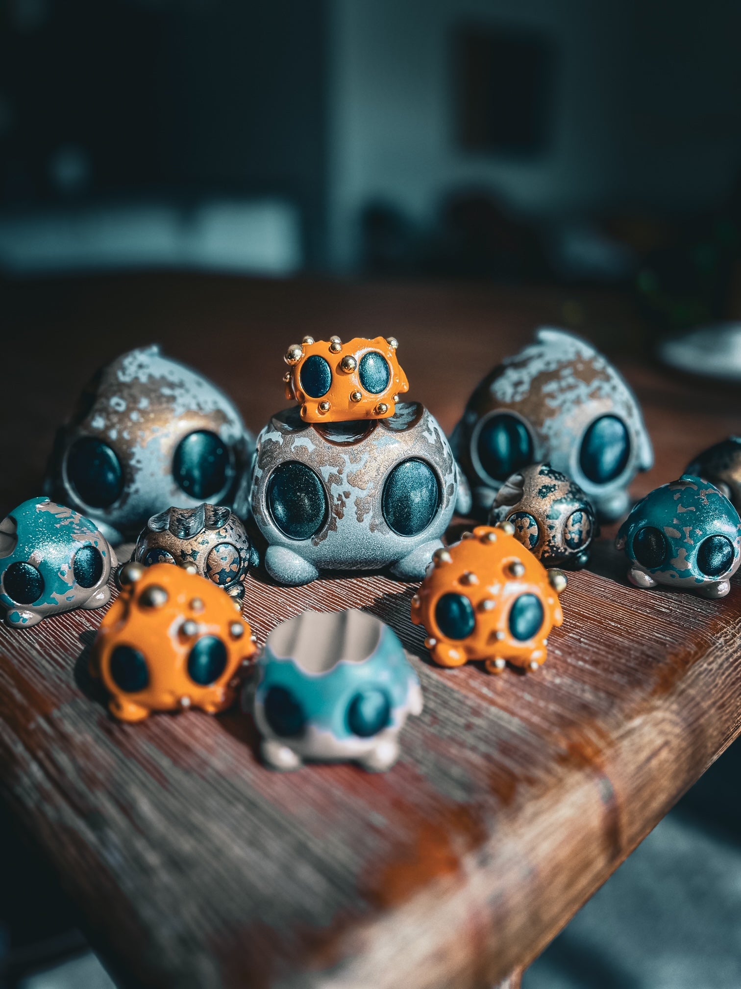 Bite Me - Bites by Mecha Panda: A mixed-media art toy set on a table, featuring distinctive designs and unique character elements from Strangecat Toys.