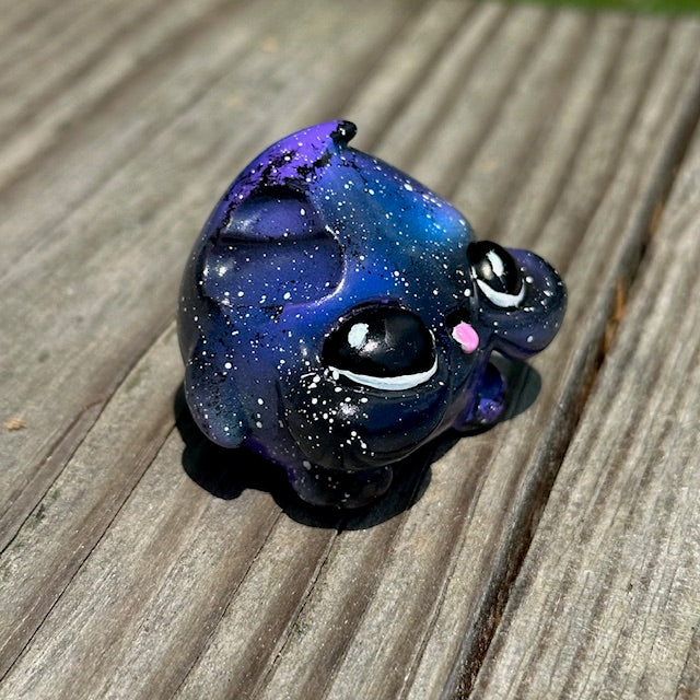 Little Shit Bigger Deal - Beasties Bites by Dear Beasties x Trash Panda: a 2.5 blue and black butterfly figure on a wooden surface.