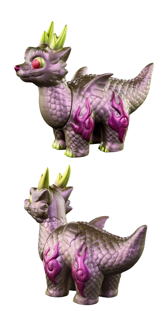 Ryudora Rose Gold by Konatsu, a 3.8cm tall dragon toy, showcases intricate details, embodying the unique art toy essence of Strangecat Toys. Limit 1 per person.