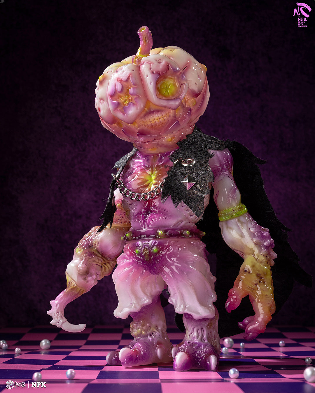 NPK · Poison Veil Ver. & Jack o’ Lantern III by KCB Toy, a stylized monster figure with pumpkin head, cape, and detailed features, available for preorder.