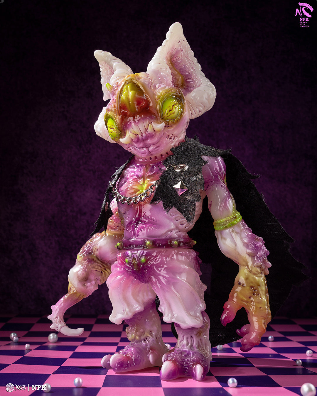 NPK · Poison Veil Ver. & Jack o’ Lantern III art-toy figures featuring gooey textures, horned monster design, clawed limbs, and custom accessories. Preorder from Strangecat Toys.