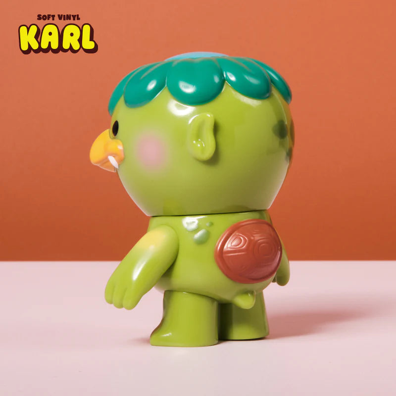 Karl - Soft Vinyl Figure by Christopher Lee, 4 tall, depicts a kappa enjoying nature, perfect for preorder, shipping estimated June 2025. Sculpted by Brandon Lyon.