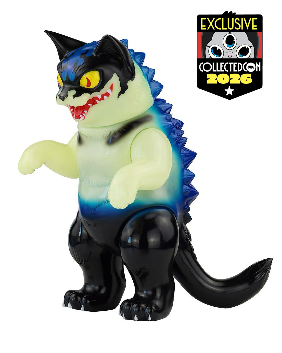 Daioh Negora - Devil Man by Konatsu: A 20 cm kaiju-style collectible with glow-in-the-dark green body, blue fins, and exclusive to CollectedCon 2026.