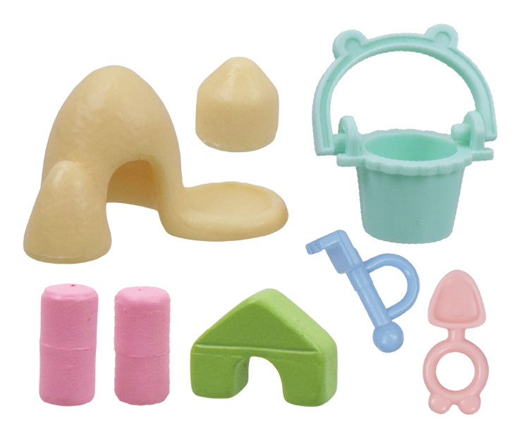 Sylvanian Families Forest Kindergarten Gacha toy, part of Strangecat Toys' blind box collection, shown in close-up detail.