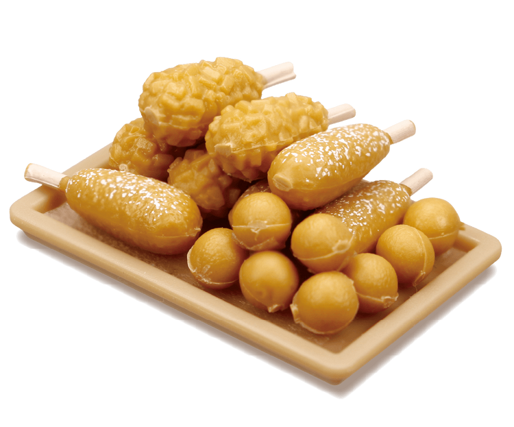 Tiny Series Mukbang Korean Gourmet Gacha, featuring assorted food miniatures, presented as a close-up on a black background, perfect for art toy enthusiasts.