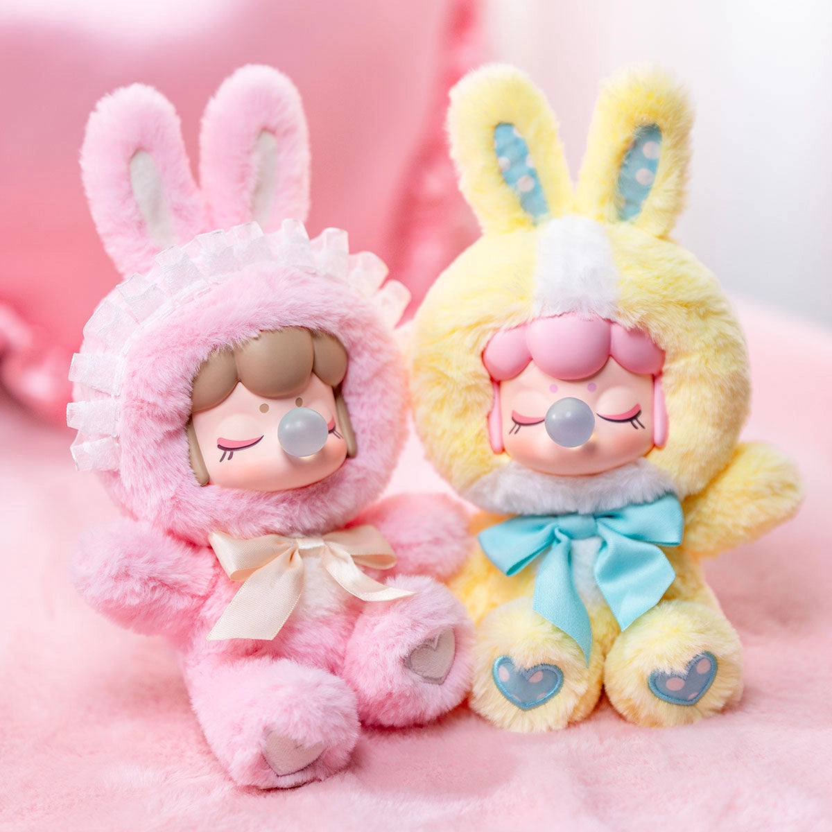 Close-up of Nanci's Shining Bunny Plush Blind Box, featuring a plush toy with a blue bow, part of a 7-character random assortment.