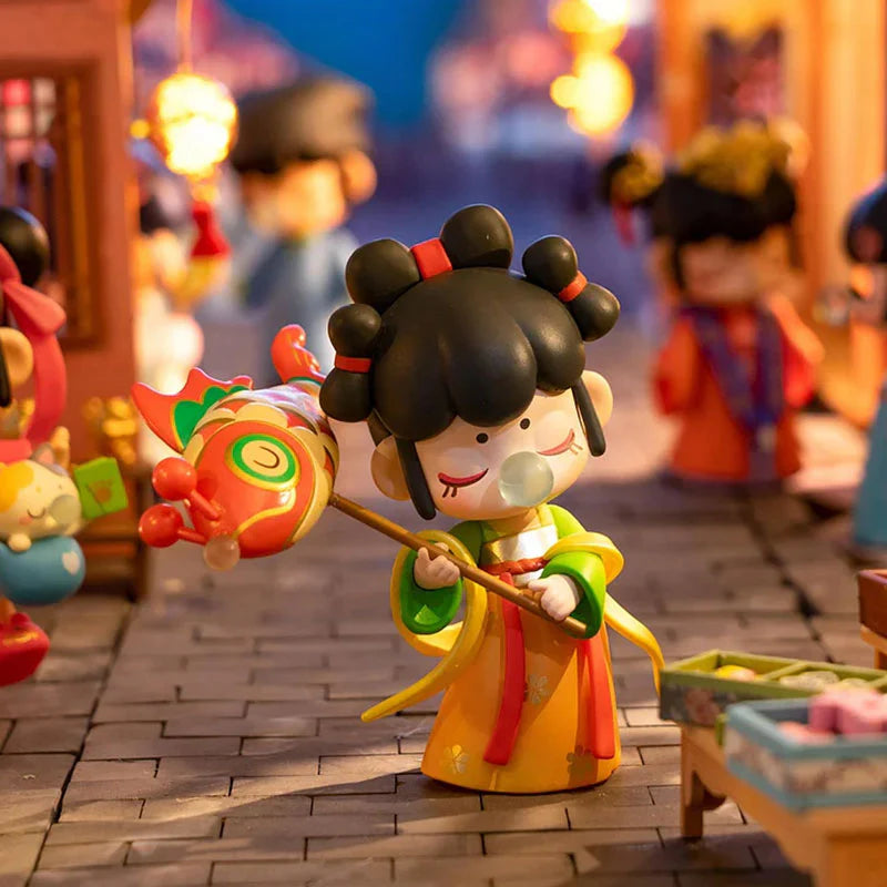 Nanci Series 10 Blooming Girl Blind Box toy, part of a collectible set with 12 designs, showcasing a close-up of the figurine's intricate detailing.