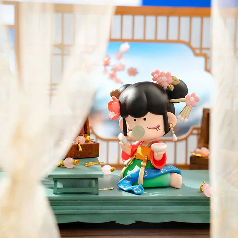 Nanci Series 10 Blooming Girl Blind Box figurine, featuring a cartoon girl design, part of a collectible set with 12 regular and 1 secret edition.