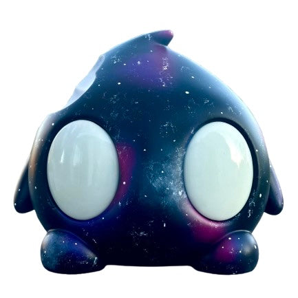 Bite Me - Nebula BIG Bites by Trash Panda: A round cartoon-like toy with prominent white eyes, created using mixed media. Perfect for collectors of unique art toys.