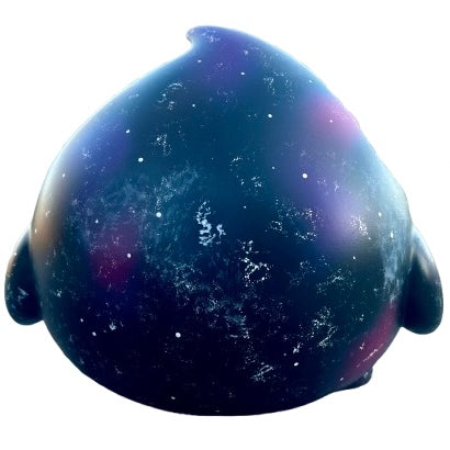 Bite Me - Nebula BIG Bites by Trash Panda: A spherical, mixed media art piece with a blue and black design featuring white spots.