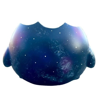 Bite Me - Nebula BIG Bites by Trash Panda, a mixed media art toy featuring a creatively depicted blue planet with white stars.