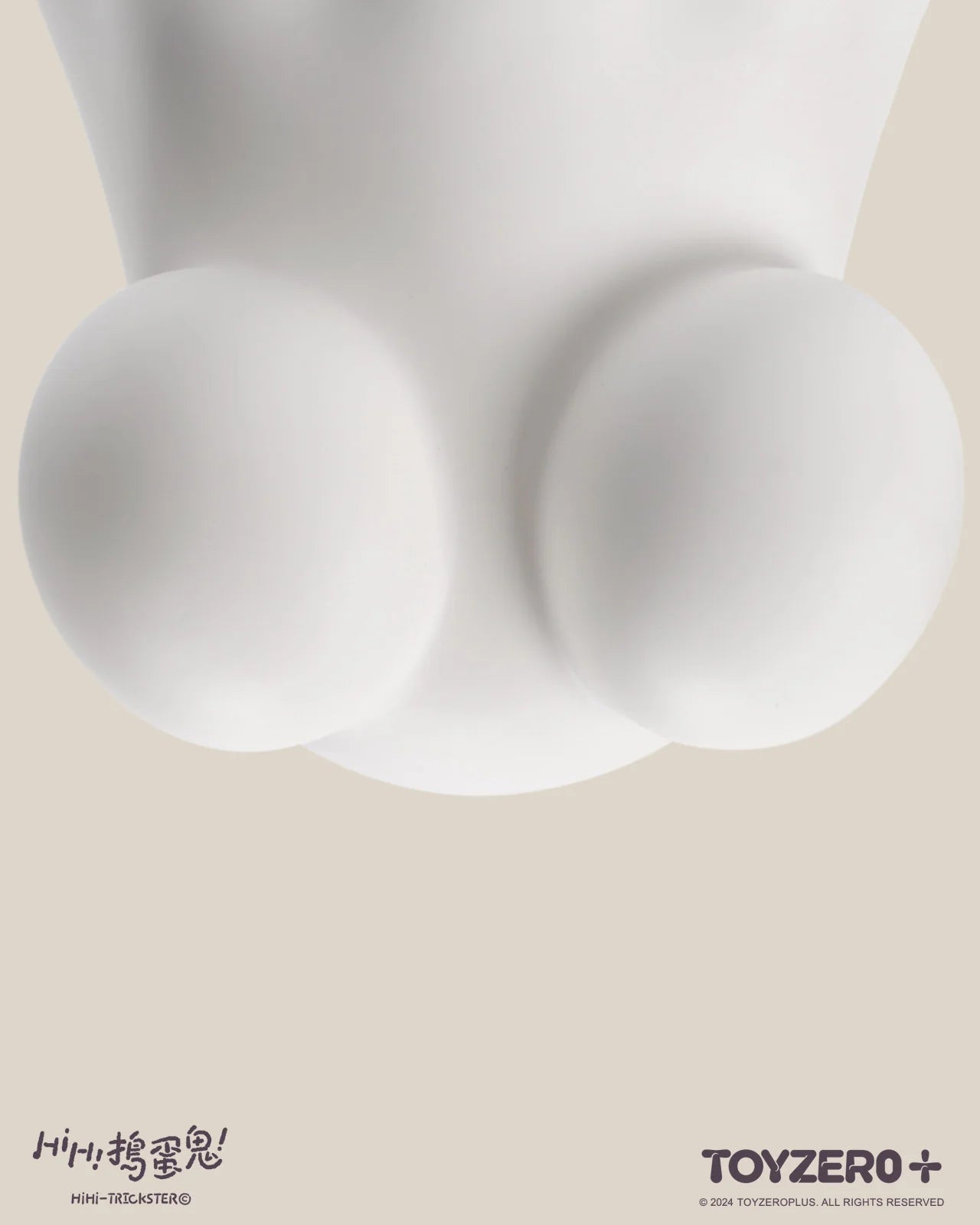 Alt text: Close-up of HiHi Trickster - Original ver., a white vinyl toy figure, approximately 10cm tall.