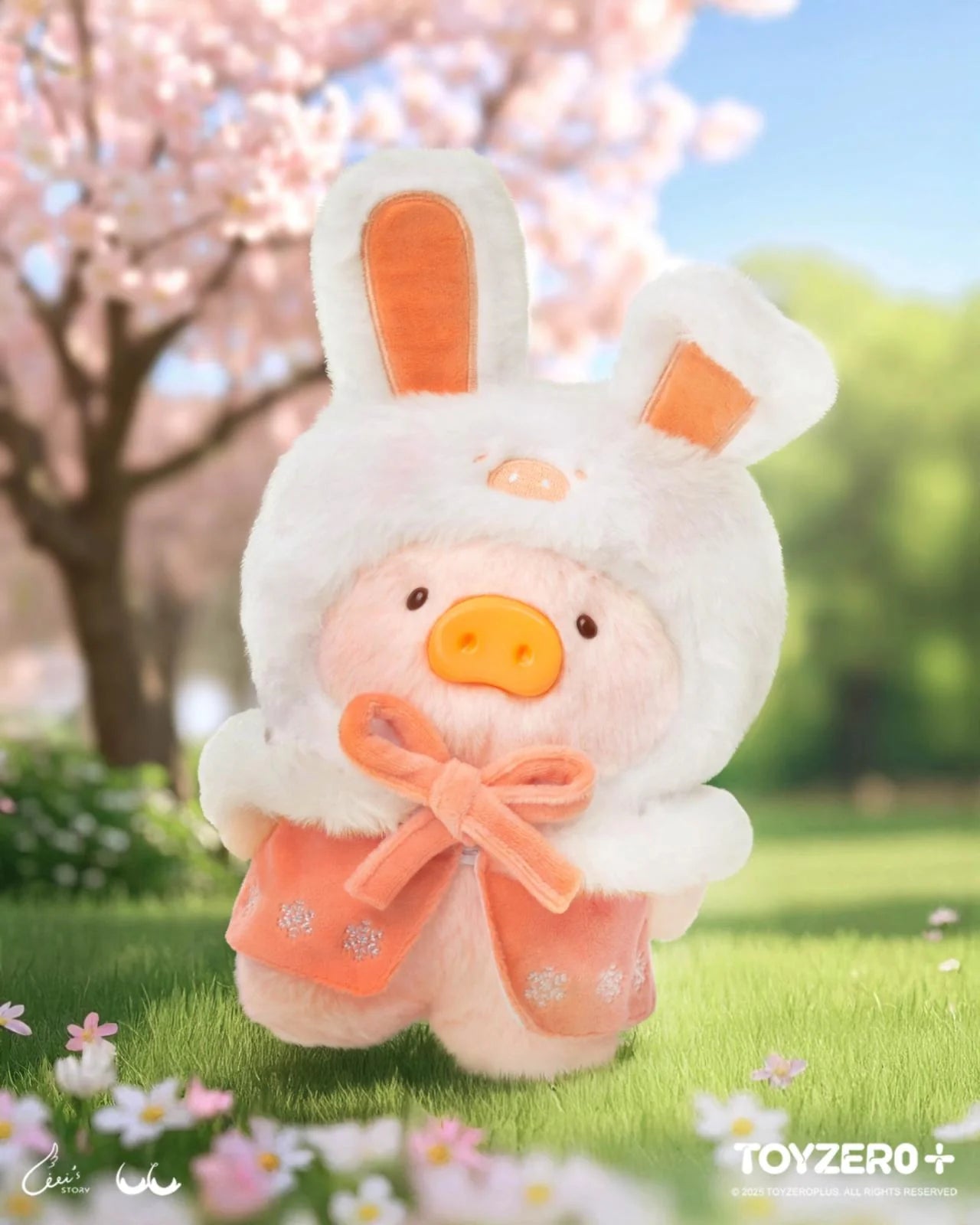 LULU THE PIGGY OOTD - CLOTHES SET (ADORABLE RABBIT SET) featuring a stuffed pig in a cute rabbit outfit, preorder available for April 2025.