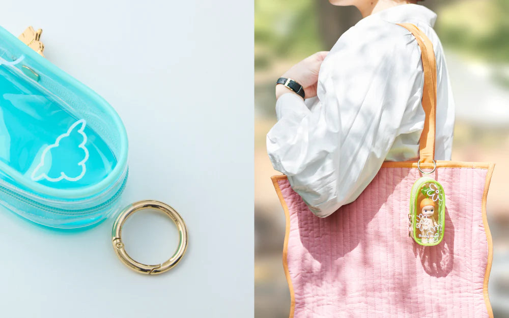 Sonny Angel My Bestie Case: A clear, protective plastic case with belt, designed to secure a Sonny Angel mini figure, ideal for bags or pouches.