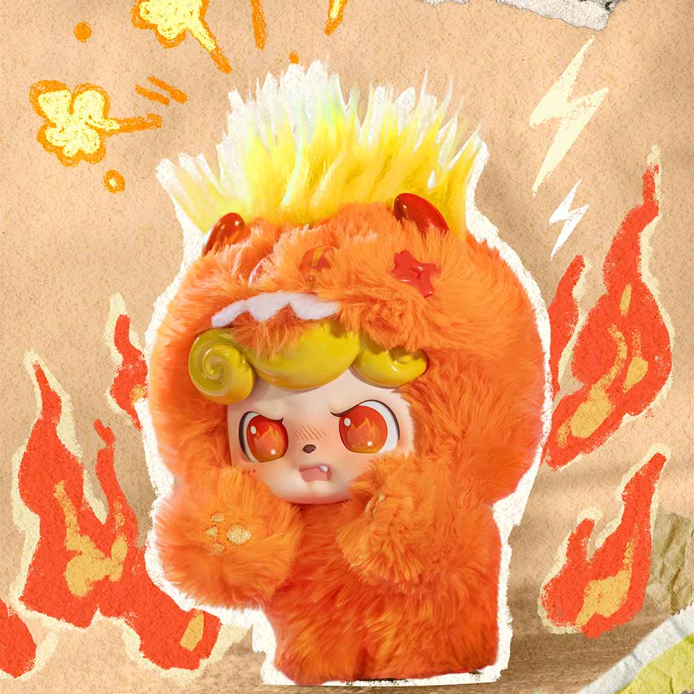 Q.Kid Emotional Hairy Monsters Series Plush Blind Box, featuring 6 collectible monster designs and a secret edition, available in a case from Strangecat Toys.