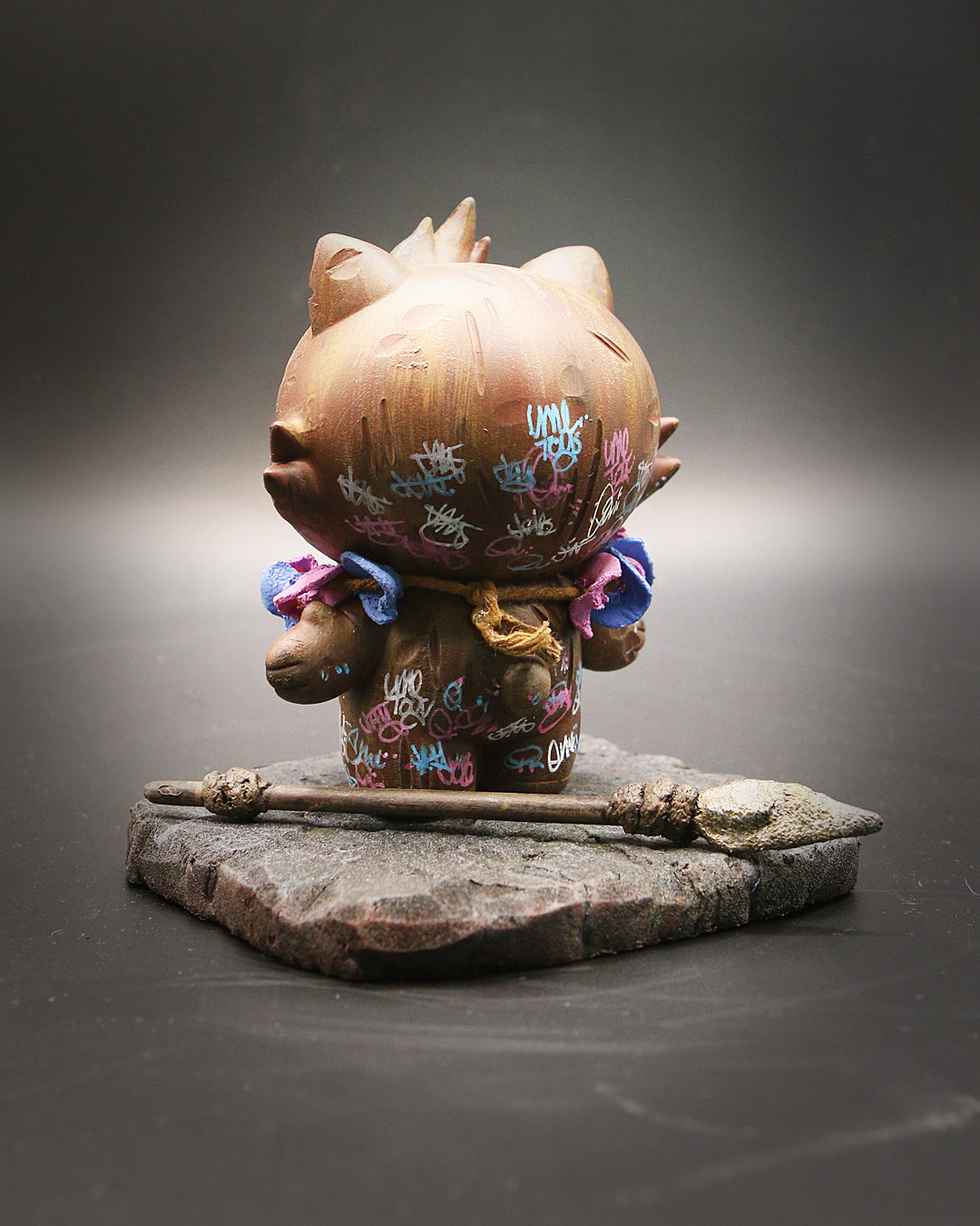 Grandpa & Friends 2 - Tiki Tooth by Richard Page features a 4-inch vinyl cat statue with graffiti, designed by InPrimeWeTrust.
