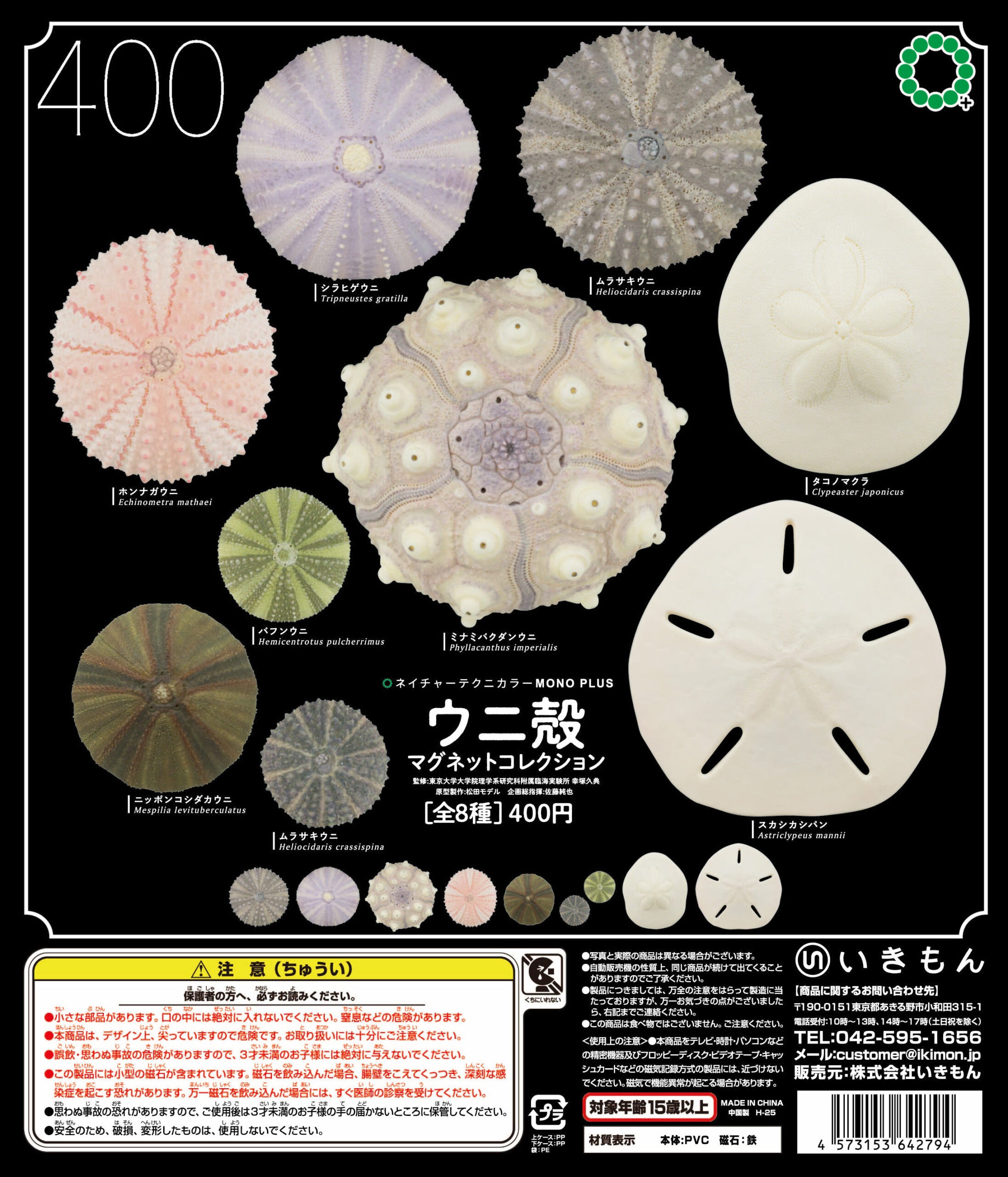 NTC MONO + Sea Urchin Shell Magnet Collection Gacha Series; eight sea-urchin and sand-dollar replicas, sold in random gashapon capsules.