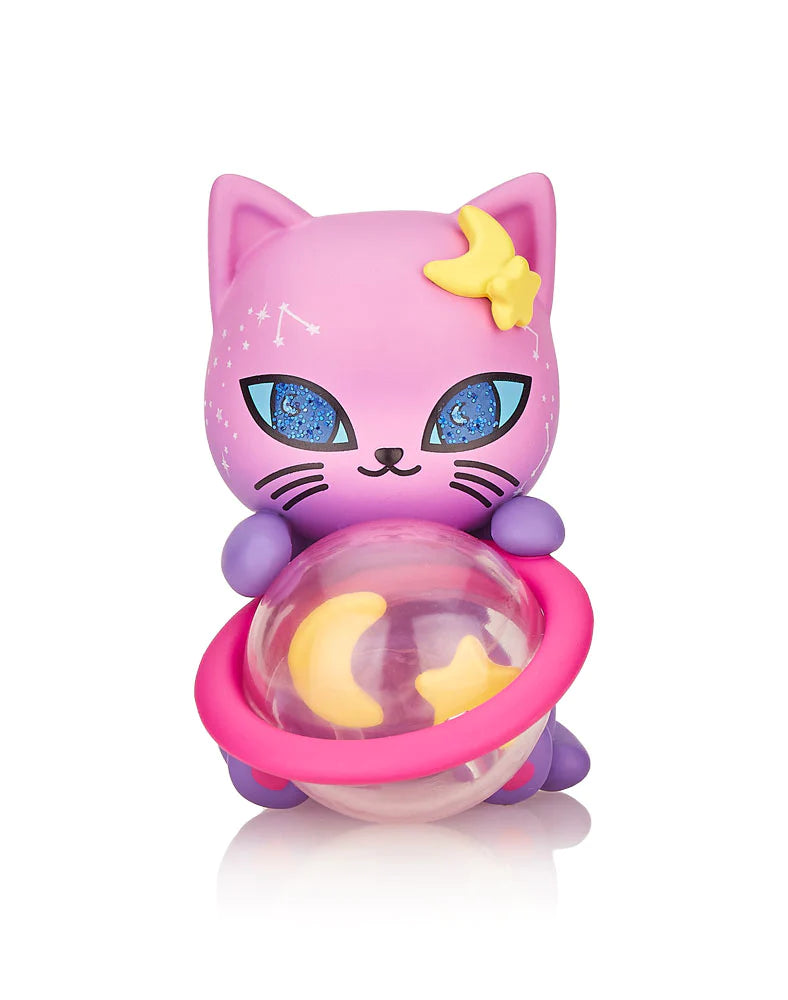 A toy cat from the Galactic Cats Blind Box series, featuring extraterrestrial felines with celestial details.