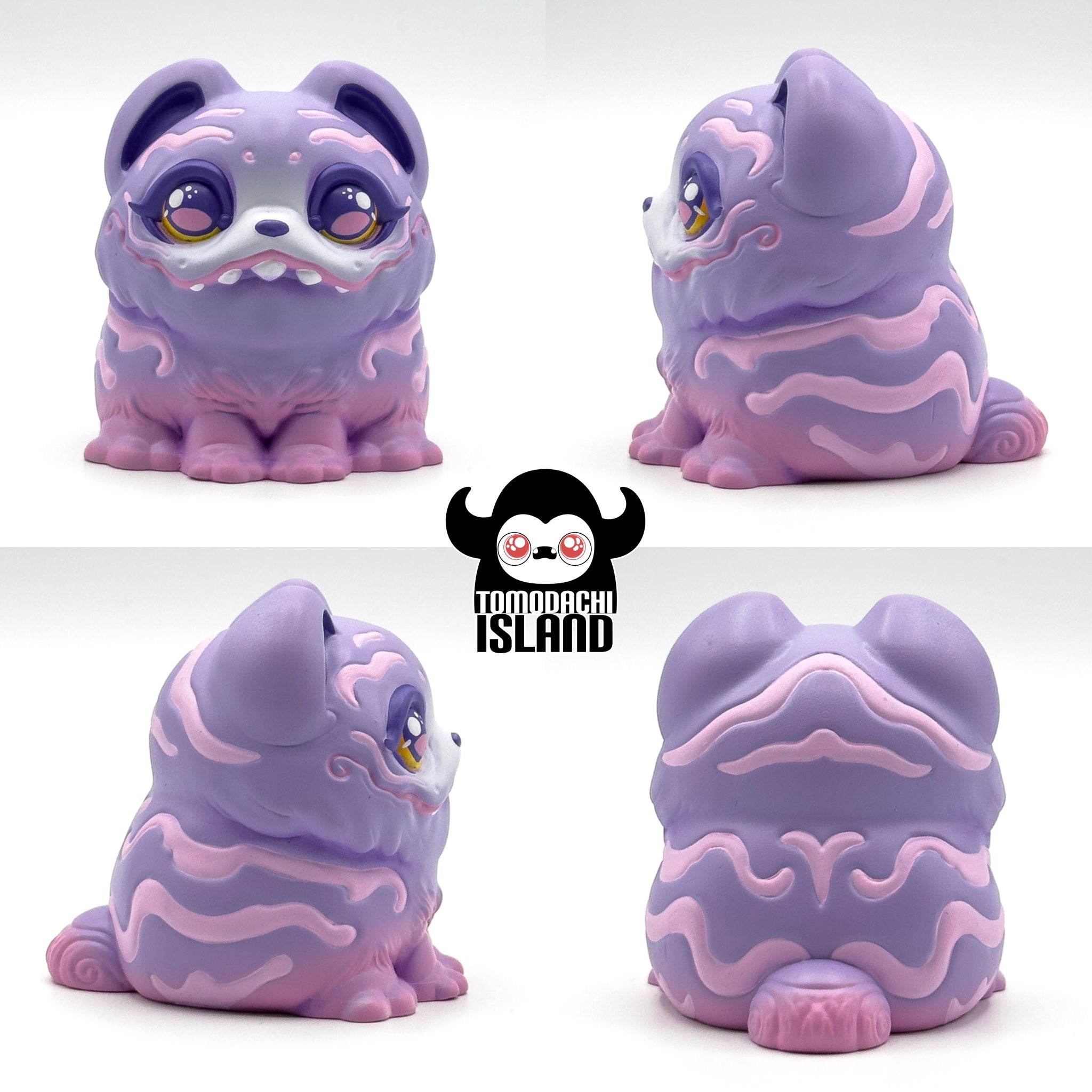 RuRu by Tomodachi Island, a 4 resin art toy with lavender and pale-pink swirls, featuring big eyes. Limited edition of 10 pieces.