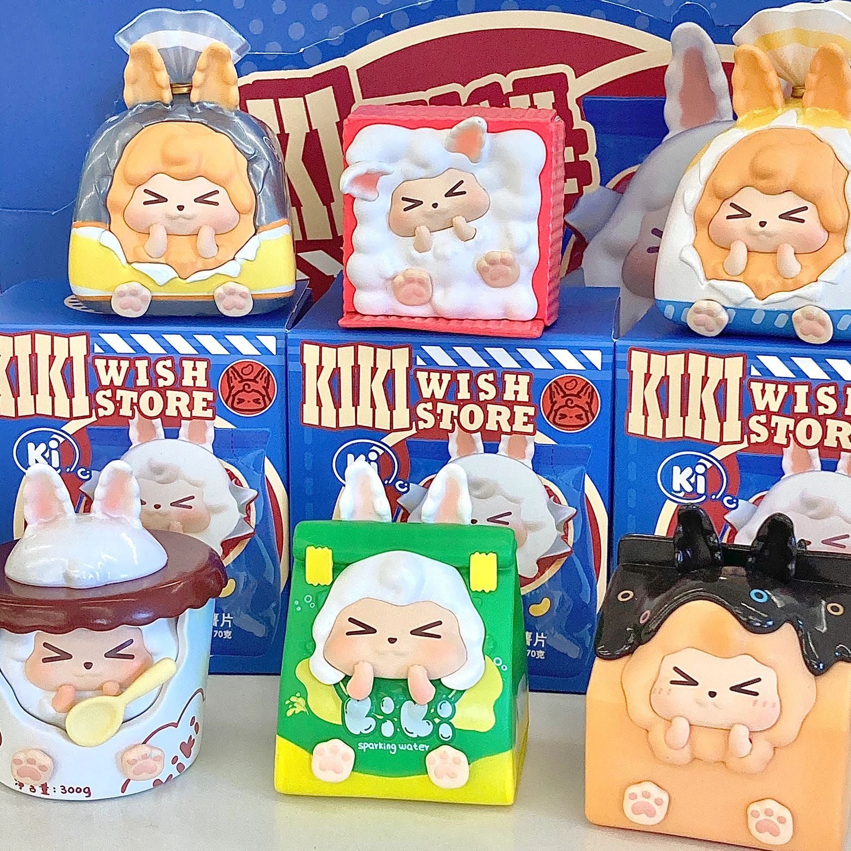 A group of small toys from KIKI Wish Store Blind Box Series.