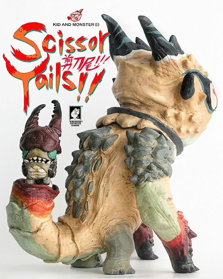 ScissorTail Vinyl series: Monster and Kid toy figures with detailed features, limited to 250 sets worldwide.
