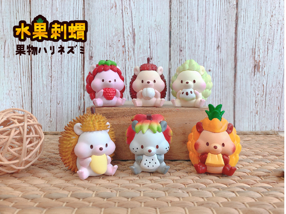 Toy hedgehog with fruit accessories from Fruit Hedgehog Gacha Series.
