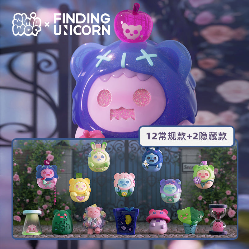 A group of toys from ShinWoo The Secret Bear Garden Blind Box Series.