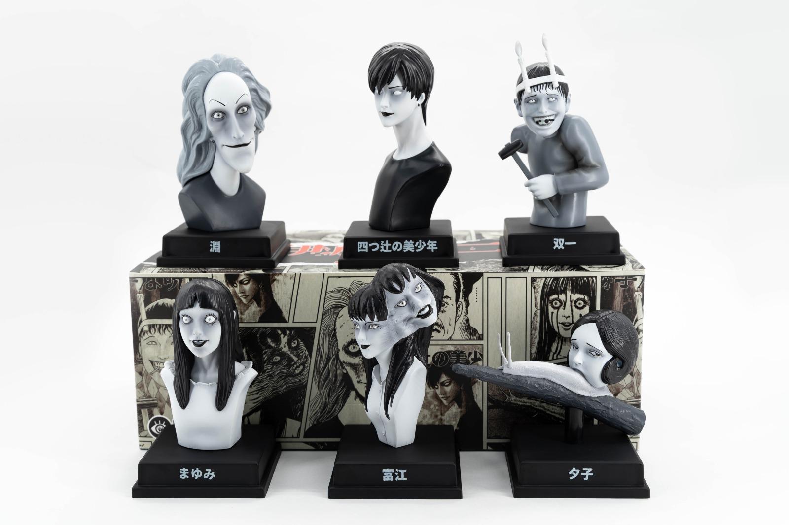 Statues of women and mannequins from Junji Ito's Kaikibako blind box series.