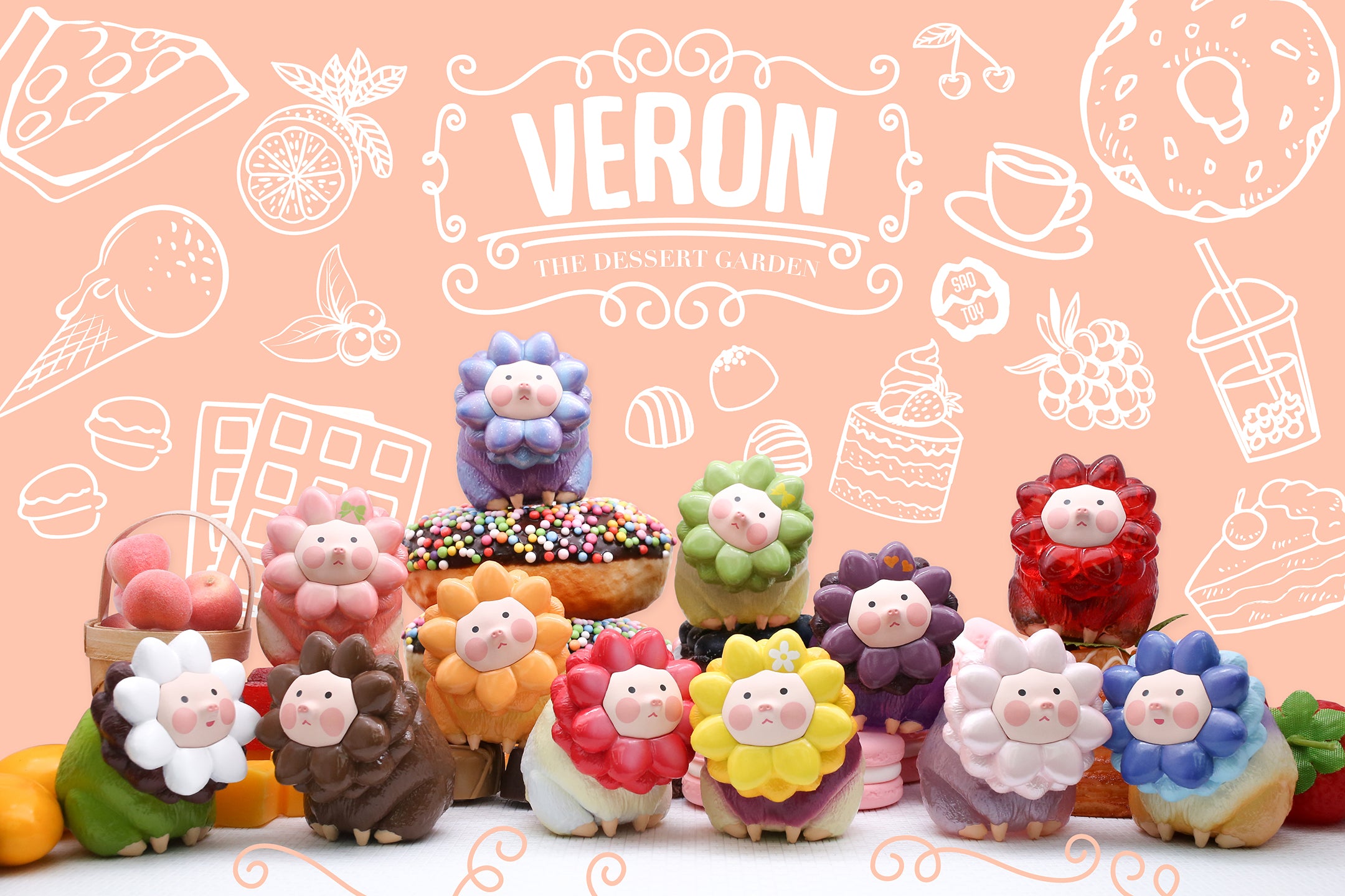A variety of dessert-themed toys from Veron The Dessert Garden Blindbox Series by 9Sad.