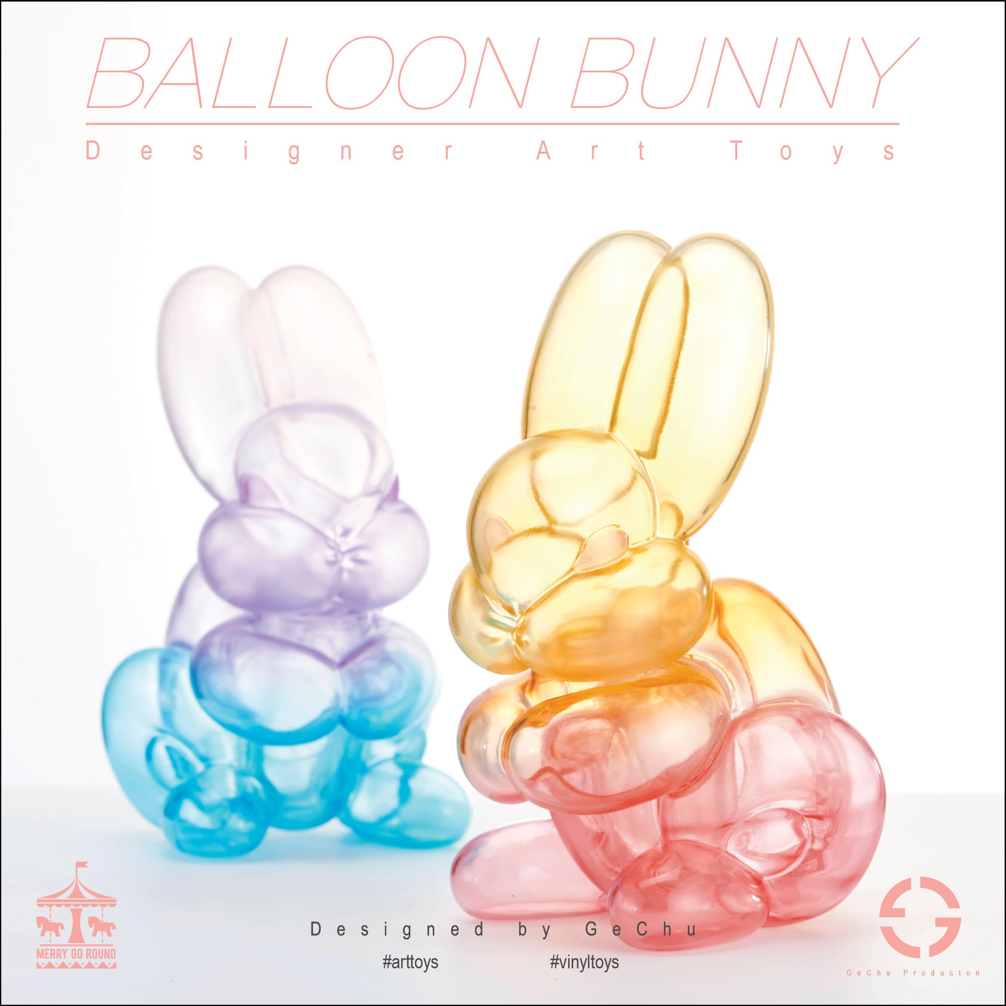 Balloon Bunny by GeChu, a whimsical vinyl toy of a bunny crafted from a clear balloon.