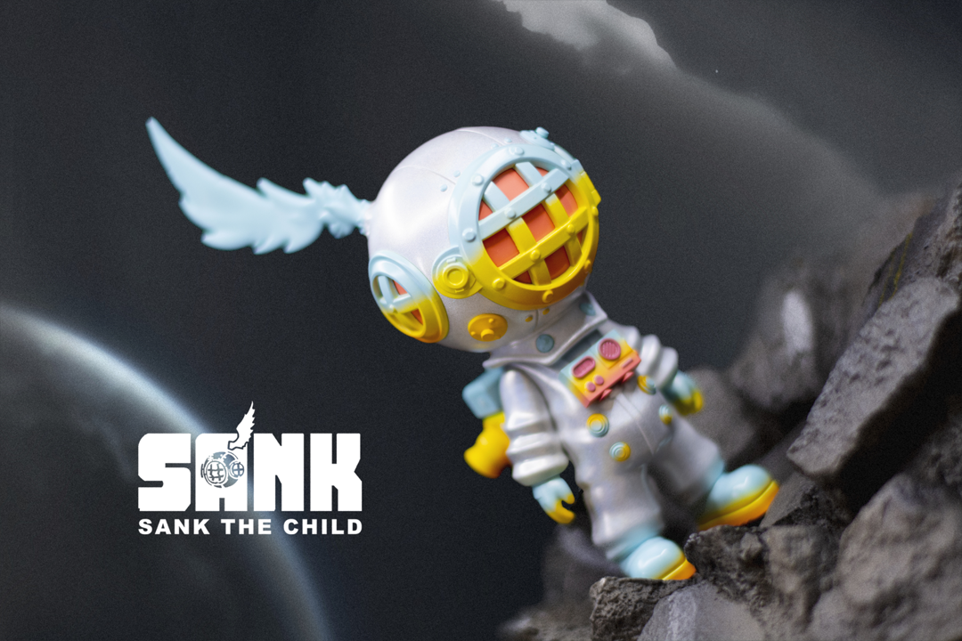 LEGO toy figure with helmet and wings, inspired by On the Way-Space Traveler -White Fantasy, in a limited edition resin set.