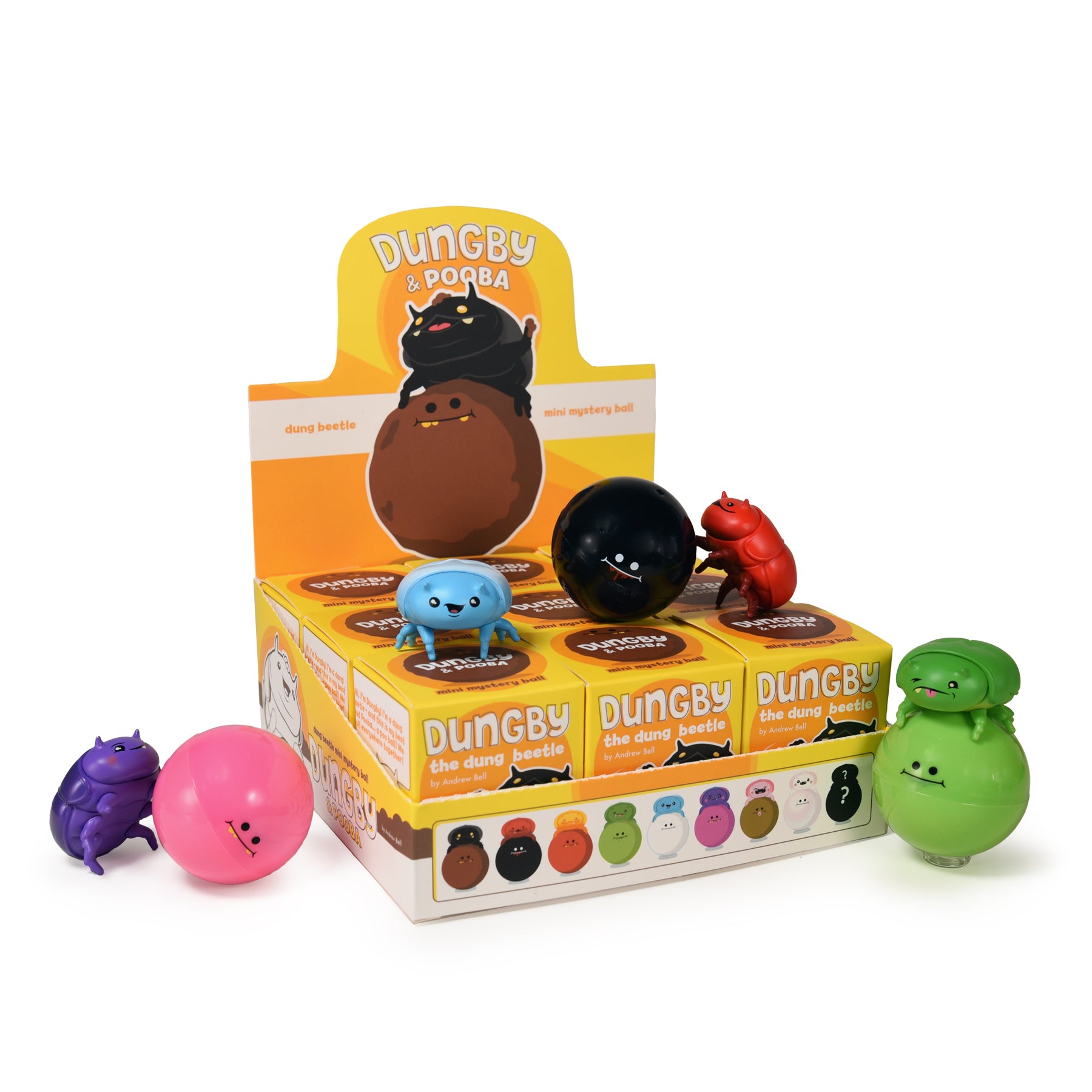 Dungby & Pooba mini ball Blind Box Series by Andrew Bell: Group of baby toys including Dungby, Pooba, and more.