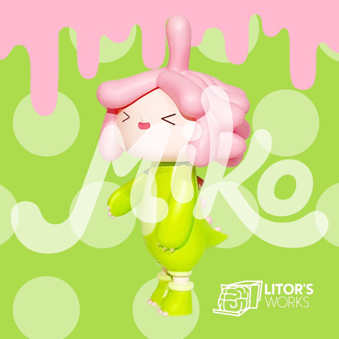 Toy figurine of a girl, Miko - Dino by Litor's Works, 13cm resin, cartoon clipart illustration.