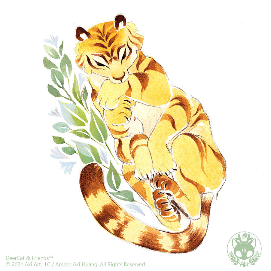 DeerCat Cafe - Multi-Tiger Watercolor