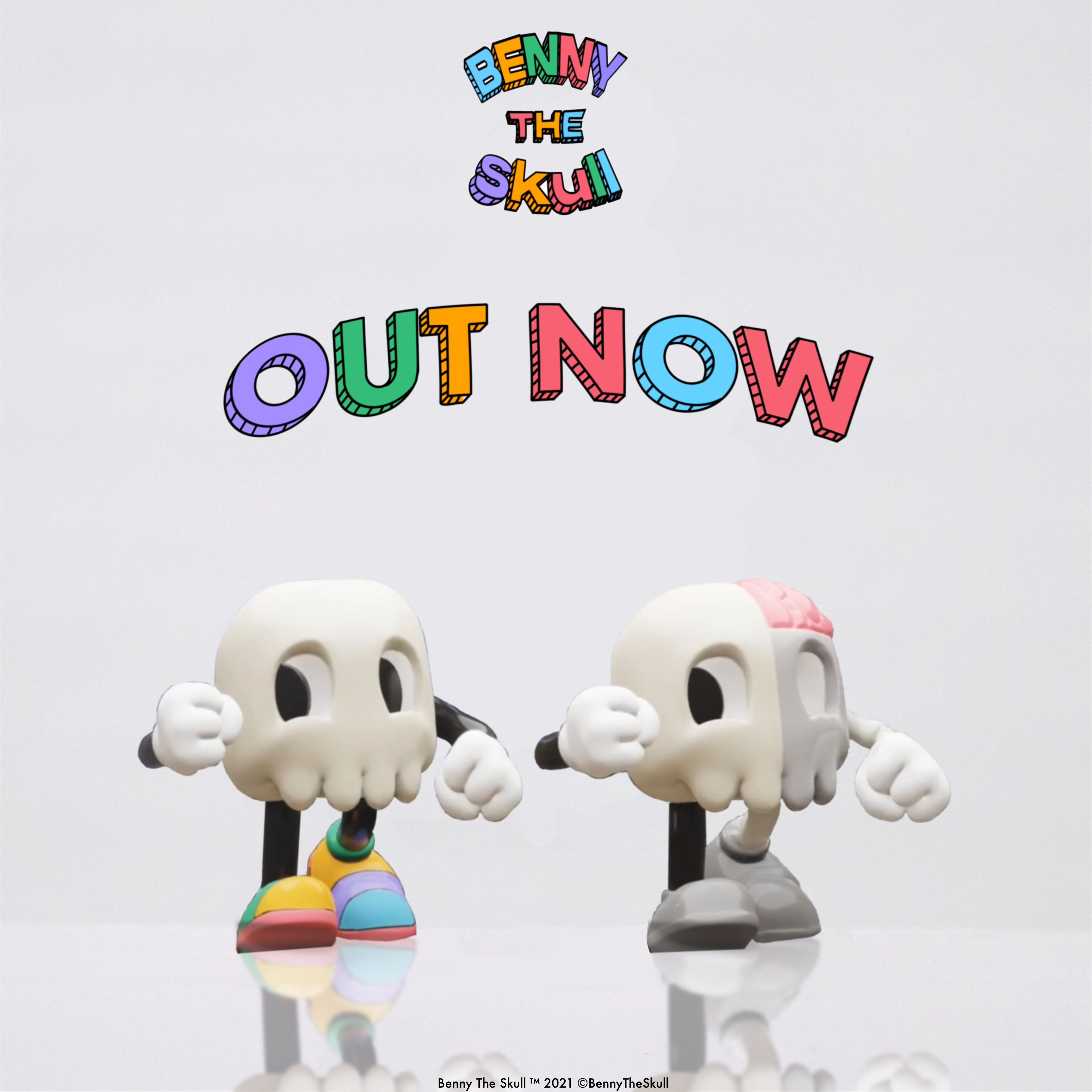 Benny The Skull toy figure and cartoon character with arms and legs, plastic toys, colorful letters and numbers, animal figure, LEGO.