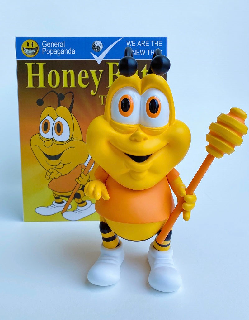 Toy bee character holding a stick, part of Ron English's Cereal Killer series.
