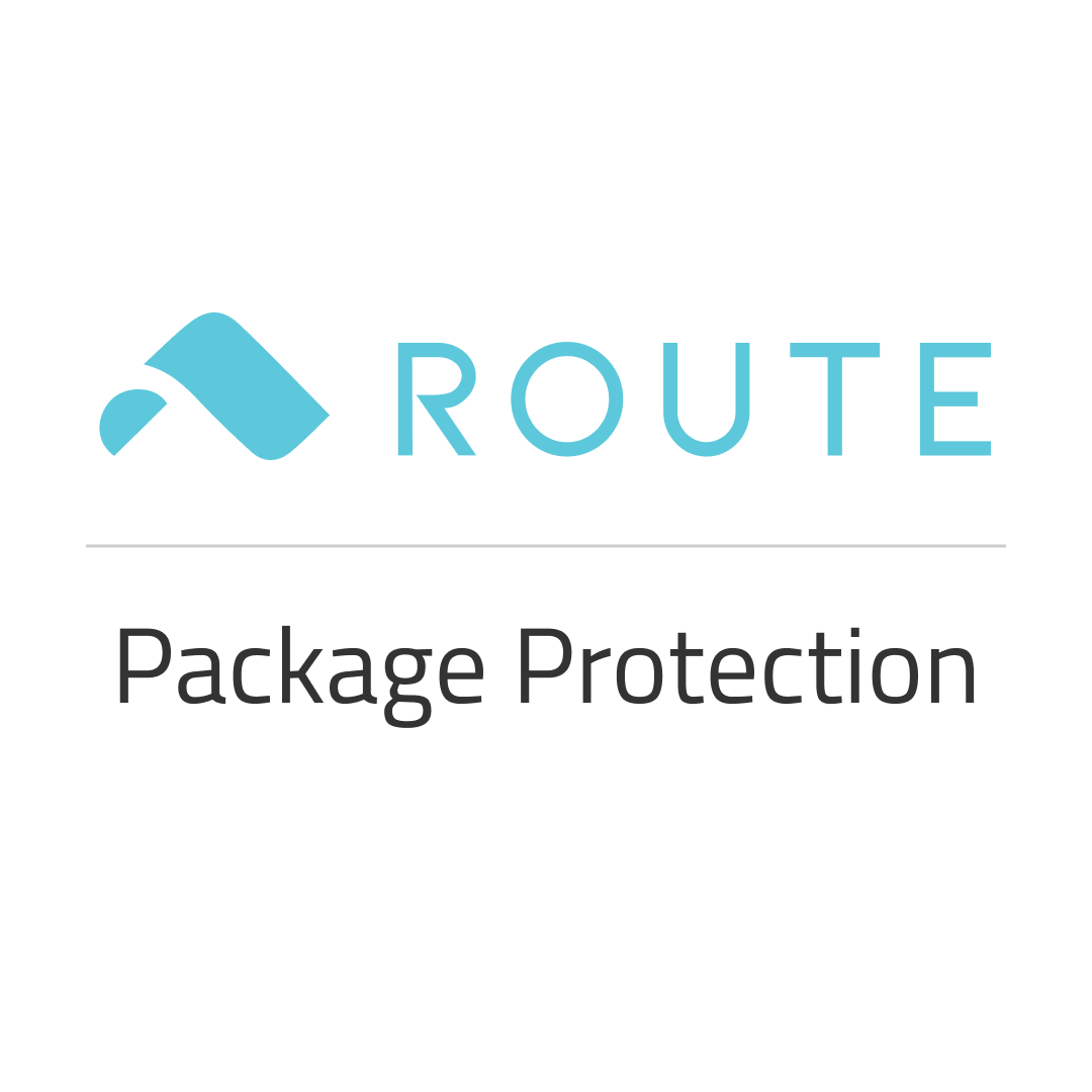 Route Package Protection logo with blue and white letter R and F.