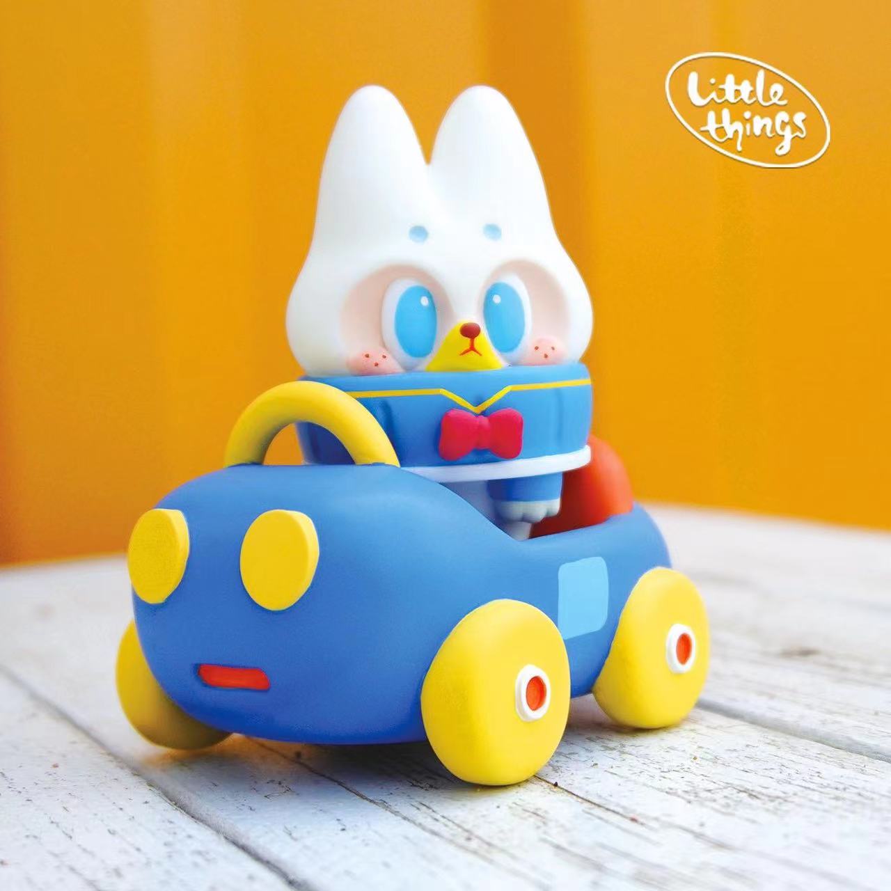 Toy car with cartoon cat figure, animal-themed Sofubi DUCK TUKTUK LITTLETHINGS by CAR.